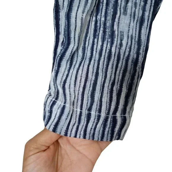 Free People Pants Striped Lightweight Drawstring Blue & White Size S Womens - Picture 6 of 13